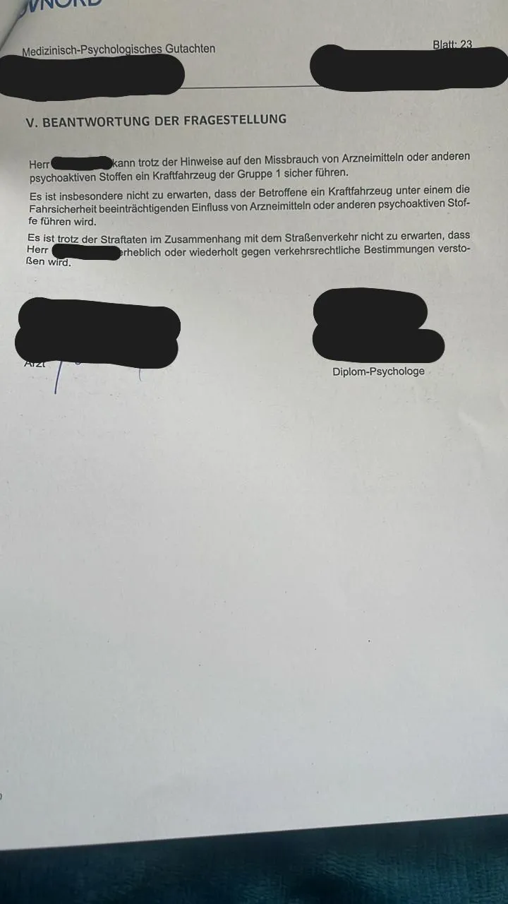 Positives MPU-Gutachten